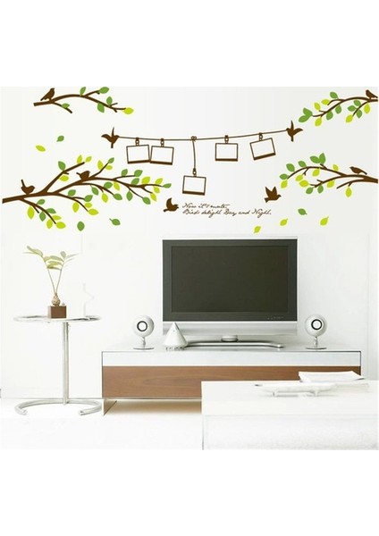 Kt Decoration Ağaç Dalları Kuşlar Resim Fotoğraf Çerçeveli Pvc Duvar Sticker