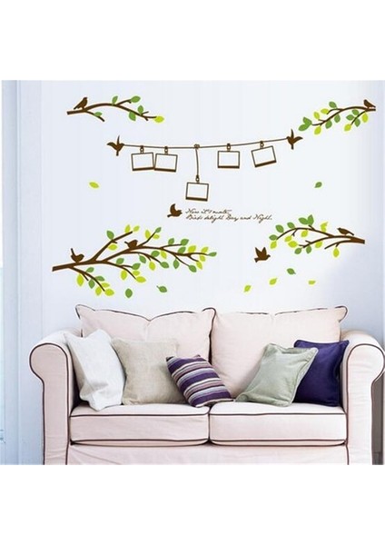 Kt Decoration Ağaç Dalları Kuşlar Resim Fotoğraf Çerçeveli Pvc Duvar Sticker modelleri