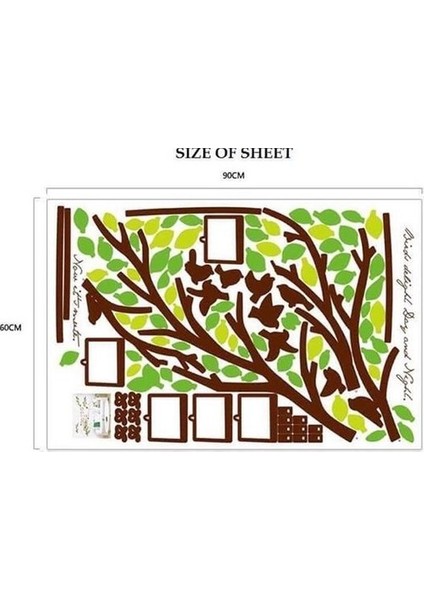 Kt Decoration Ağaç Dalları Kuşlar Resim Fotoğraf Çerçeveli Pvc Duvar Sticker indirimleri