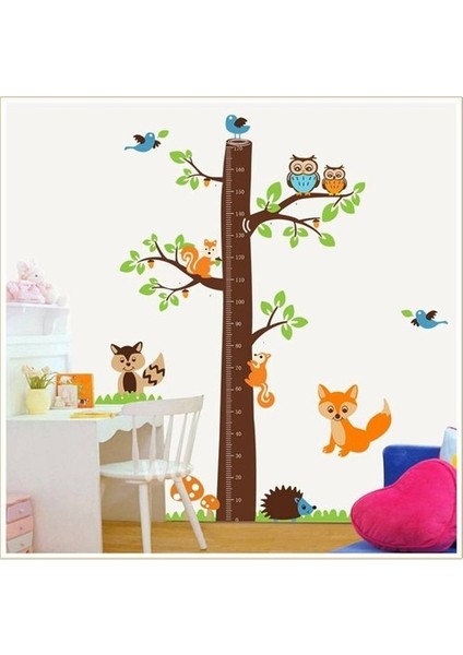 Kt Decoration Çocuk Odası Dekoru Boy ve Gelişim Ölçer Büyük Boy Ağaç Sincap ve Baykuşlar Pvc Duvar Sticker fiyatları