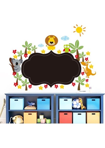Kt Decoration Çocuk Odası Dekorasyonu Sevimli Hayvanlı Yazılabilir Kara Tahta Kendinden Yapışkanlı Pvc Sticker