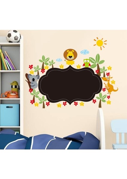 Kt Decoration Çocuk Odası Dekorasyonu Sevimli Hayvanlı Yazılabilir Kara Tahta Kendinden Yapışkanlı Pvc Sticker