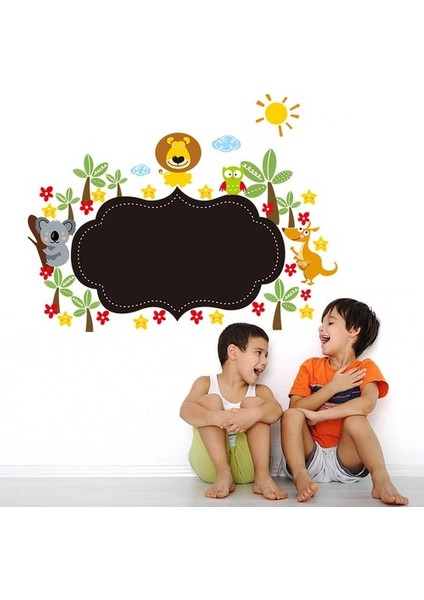 Kt Decoration Çocuk Odası Dekorasyonu Sevimli Hayvanlı Yazılabilir Kara Tahta Kendinden Yapışkanlı Pvc Sticker