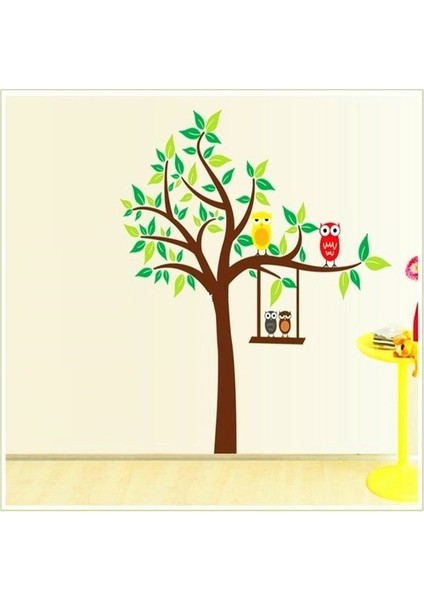 Kt Decoration Bebek ve Çocuk Odas Ağaç Salıncak Baykuşlar Pvc Duvar Sticker fiyatları