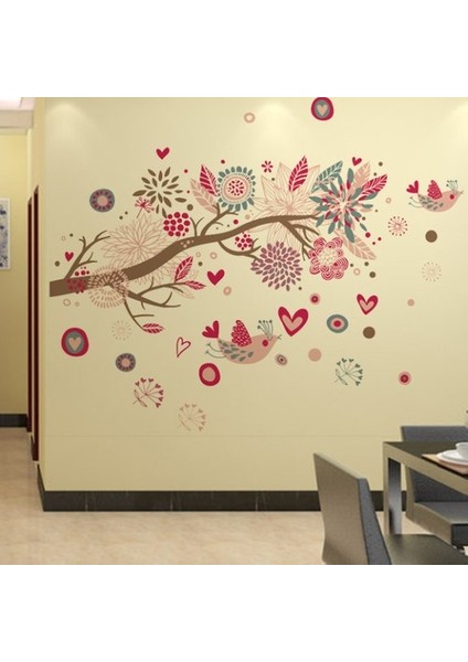 Kt Decoration Ağaç Kuş Çiçekler Pvc Duvar Sticker