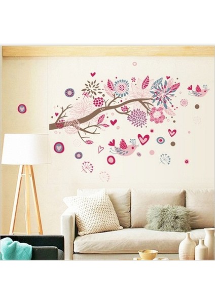 Kt Decoration Ağaç Kuş Çiçekler Pvc Duvar Sticker