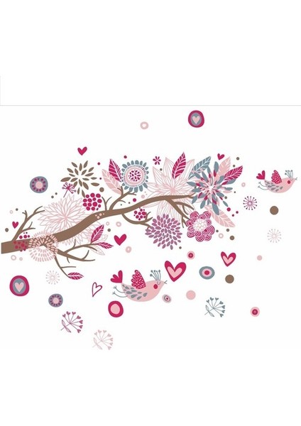 Kt Decoration Ağaç Kuş Çiçekler Pvc Duvar Sticker