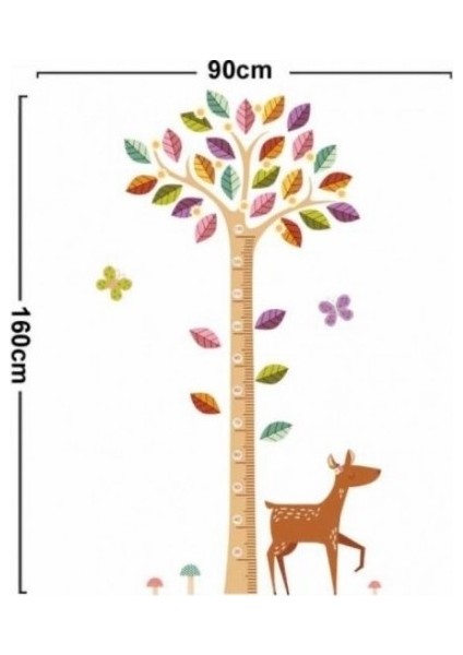 Kt Decoration Ağaç ve Yavru Ceylan Bebek ve Çocuk Odası Boy Ölçer Duvar Dekoru