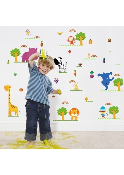 Kt Decoration Neşeli Hayvanlar Çocuk ve Bebek Odası Pvc Duvar Sticker