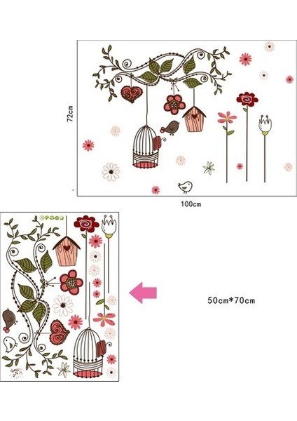 Kt Decoration Ağaç Dalı Kuşlar Çiçekler Ev Dekorasyonu Duvar Dekoru Sticker Çıkartma indirimleri