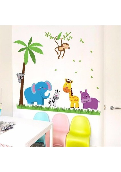 Kt Decoration Renkli Sevimli Hayvanlar Bebek ve Çocuk Odası Pvc Duvar Sticker