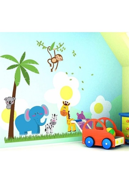 Kt Decoration Renkli Sevimli Hayvanlar Bebek ve Çocuk Odası Pvc Duvar Sticker