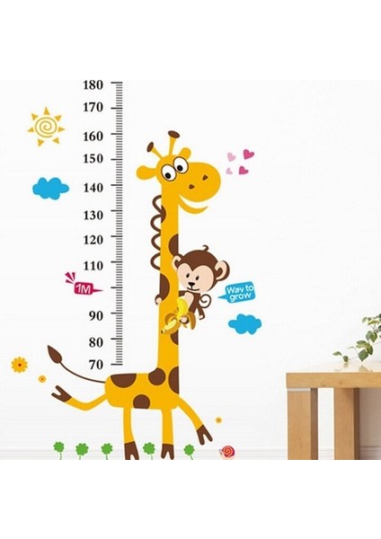 Kt Decoration Çocuk Odası Dekoru Boy Ölçer Gelişim Ölçen Zürafa Xl Duvar Sticker