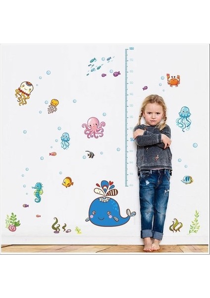 Kt Decoration Balina Deniz Hayvanları Çocuk Odası Dekoru Boy Ölçer Duvar Sticker fiyatları