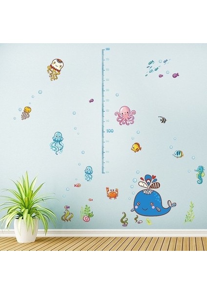 Kt Decoration Balina Deniz Hayvanları Çocuk Odası Dekoru Boy Ölçer Duvar Sticker modelleri