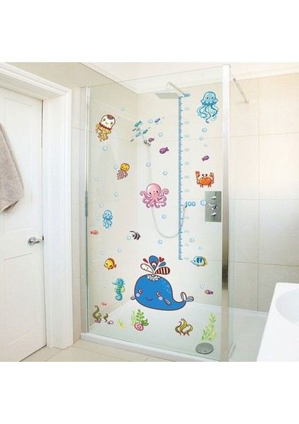 Kt Decoration Balina Deniz Hayvanları Çocuk Odası Dekoru Boy Ölçer Duvar Sticker fırsatları