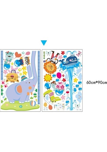 Kt Decoration Sevimli Fil Dev Boyutlu Boy Ölçer Bebek ve Çocuk Odası Pvc Duvar Sticker