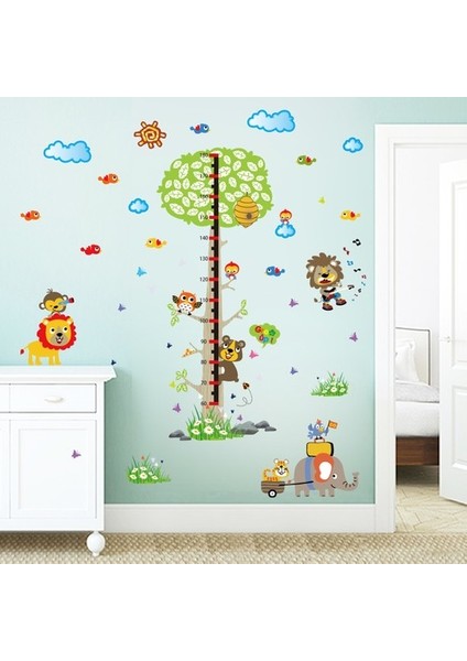 Kt Decoration Renkli Hayvanlar ve Ağaç Boy Ölçer Çocuk Odası Duvar Dekoru Sticker fiyatları