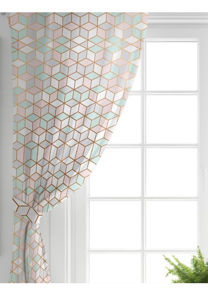 Çift Kanat Geometrik Desenli 3D Özel Tasarımlı Modern Salon Fon Perdesi fiyatları