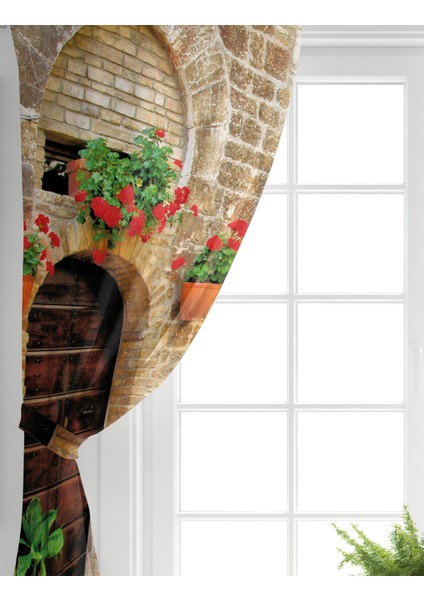 Çift Kanat Manzara Temalı Dijital Baskılı Salon Fon Perdesi fiyatları