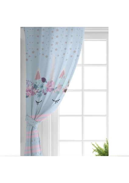Çift Kanat Mavi Zeminde Baby Shower Özel Tasarım Çocuk Odası Fon Perde fiyatları