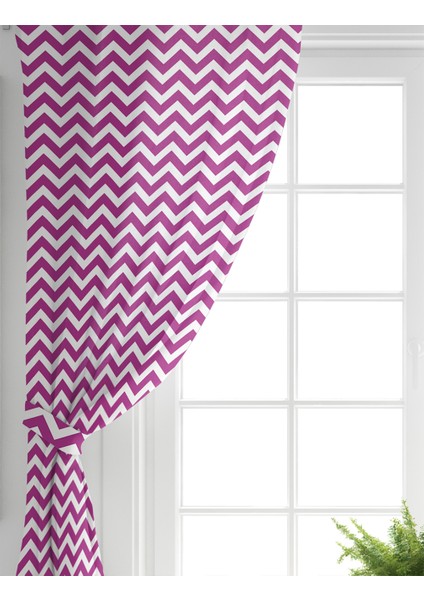 Çift Kanat Modern Zigzag Desenli Dijital Baskılı Çocuk Odası Fon Perde fiyatları