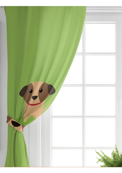 Çift Kanat RealHomes Köpek Desenli Dijital Baskılı Modern Çocuk Odası Fon Perde fiyatları