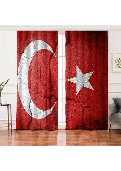 Çift Kanat RealHomes Özel Tasarım Dijtal Baskılı Modern Salon Fon Perdesi