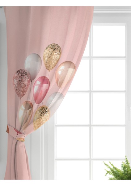 Tek Kanat Pembe Zeminli Yılbaşı Konseptli Desenli Bebek Odası Fon Perde fiyatları