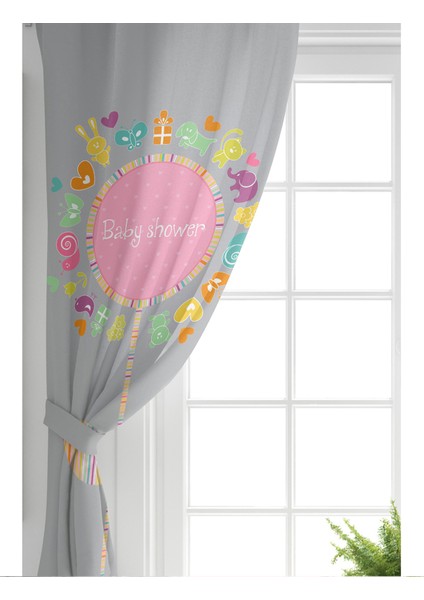 Tek Kanat Sevimli Fil Baby Shower Tasarımlı Çocuk Odası Fon Perde fiyatları