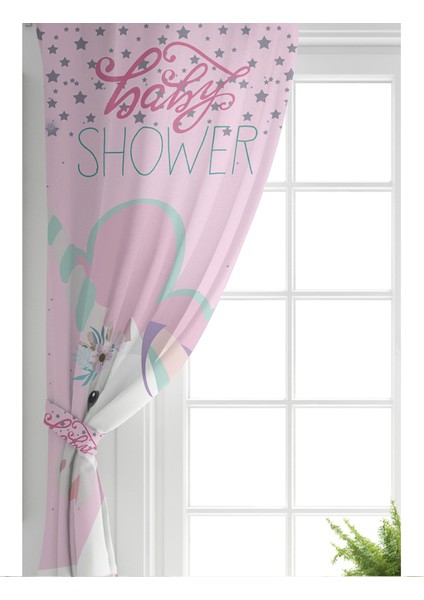 Tek Kanat Beyaz Zeminde Baby Shower Özel Tasarım Çocuk Odası Fon Perde fiyatları