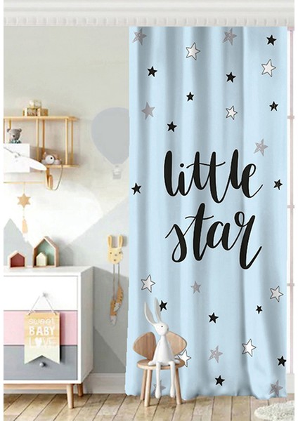 Tek Kanat Pembe Zeminde Little Star Yıldız Tasarımlı Bebek Odası Fon Perde
