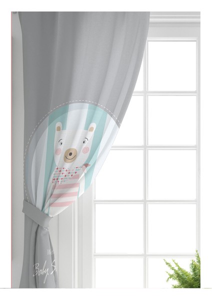 Tek Kanat Yeşil Çizgili Baby Shower Çocuk Odası Fon Perde fiyatları