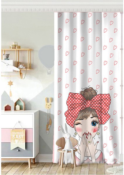 Tek Kanat Fashion Girl Dijital Baskılı Modern Çocuk Odası Fon Perde