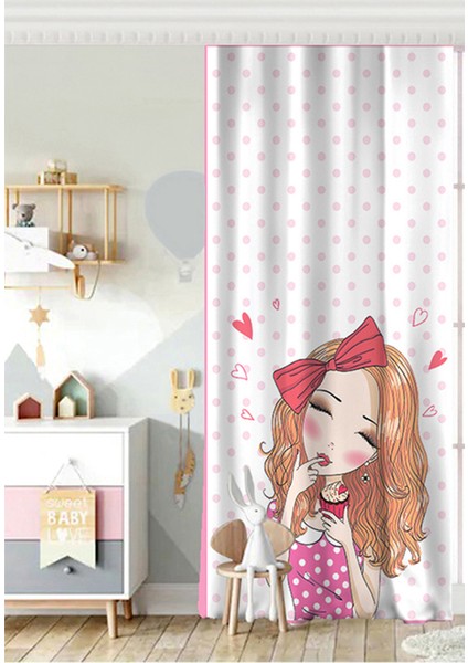 Tek Kanat Fashion Girl Dijital Baskılı Modern Çocuk Odası Fon Perde