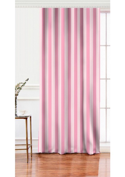 Tek Kanat Pembe Renklerin Uyumu Modern Tasarımlı Dekoratif Salon Fon Perdesi