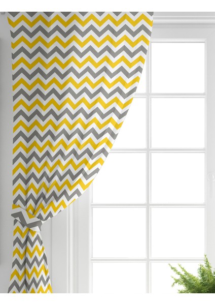 Tek Kanat Zigzag Desen Dijital Baskılı Salon Fon Perdesi fiyatları