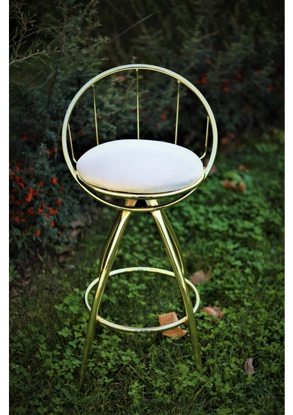 Özgün Tasarım. 65 cm Oturum Parlak Gold ve Metalic Sandalye. Cafe, Bar, Restaurant, Mutfak, Salon