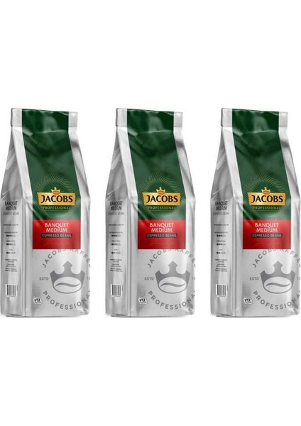 Banquet Medium Espresso Beans Çekirdek Kahve 1000 gr x 3 Paket