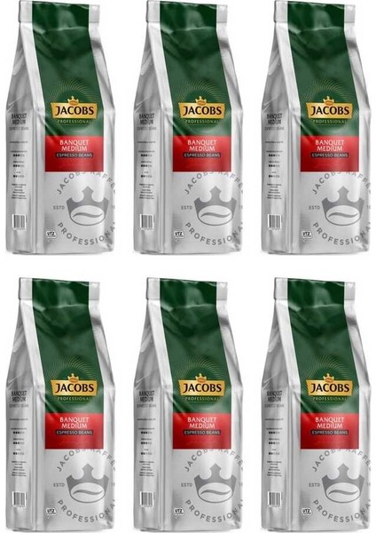 Banquet Medium Espresso Beans Çekirdek Kahve 1000 gr x 6 Paket