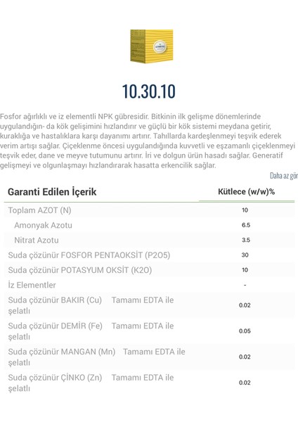 10 30 10 + Me Azot Fosfor Potasyum Iz Elementli Bahçe Bitki Besini Toz Npk Gübre 5 kg