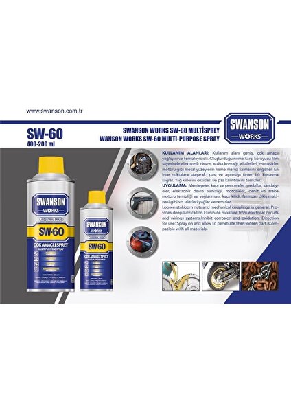 Swanson Works Sw-60 Pas Sökücü Korozyon Önleyici Çok Amaçlı 200 ml