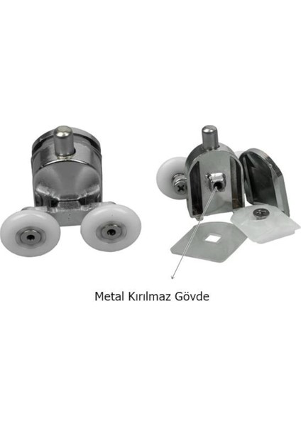 Duşakabin Tekerleği 4 Lü Set Metal Gövde Teker Çapı 24 mm