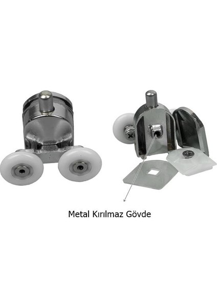Duşakabin Tekerleği 2 Li Set Metal Gövde Teker Çapı 24 mm