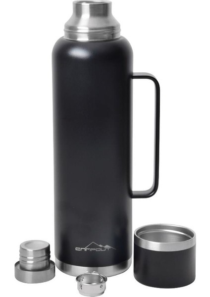 Campout Çift Katmanlı Siyah Termos 1500 ml