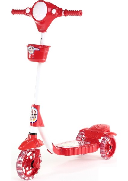 Silikon 3 Tekerlekli Frenli Kırmızı Scooter