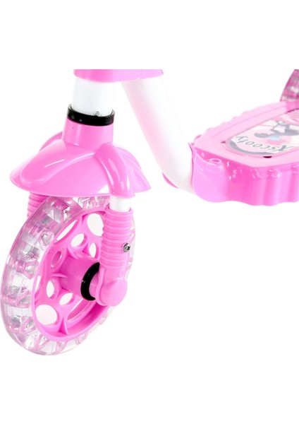 Silikon 3 Tekerlekli Frenli Pembe Scooter
