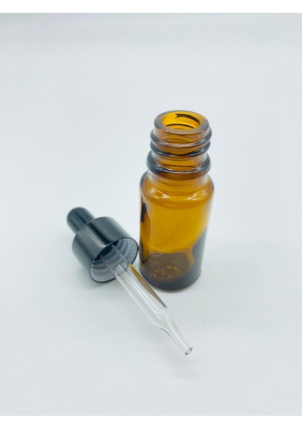 Cam Amber Şişe Siyah Metal Kapak İnce Cam Damlalık 10 ml 10'lu