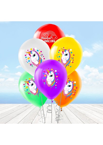 Rainbow Unicorn Balon - 6 Adet