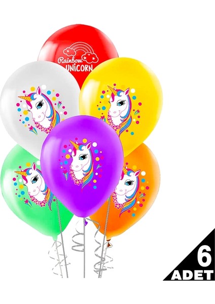 Rainbow Unicorn Balon - 6 Adet fiyatları